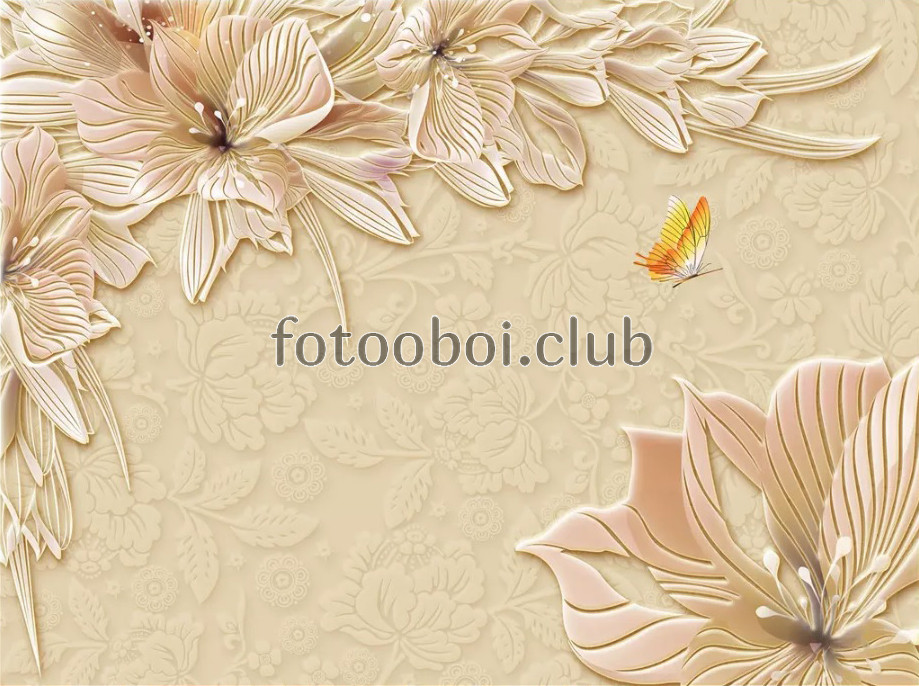 лилии, цветы, барельеф, дизайнерские